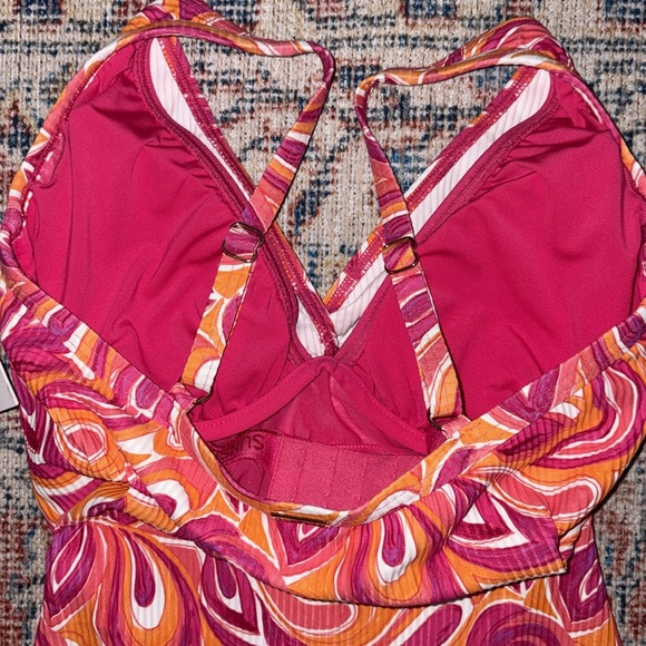 Sunsets Flamingo Paradise Sandbar Rib Forever Tankini SZ 32D NWT - Picture 3 of 4